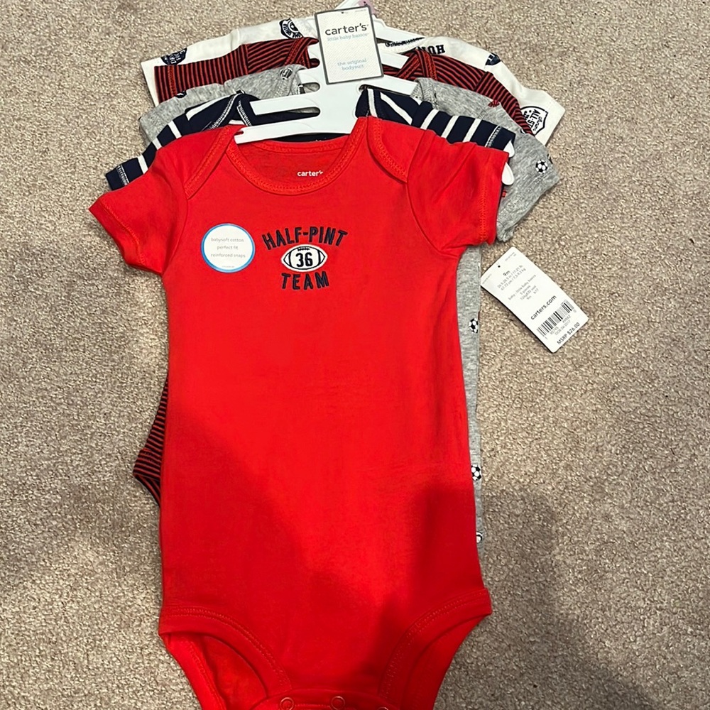 Carters 5 Piece Little Baby Basics Bodysuits 9M 9 Month